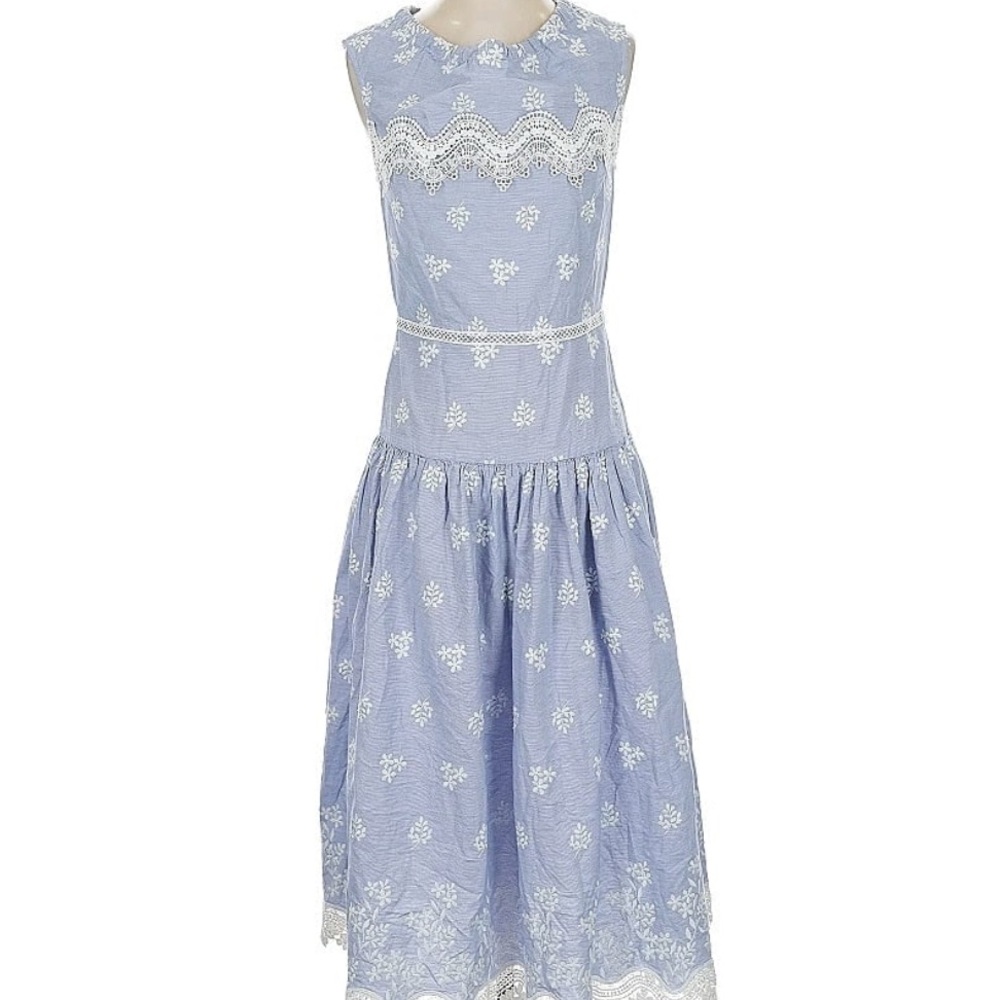 Monique Lhulliere blue embroidered dress size 16